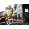 Gran escultura al aire libre del caballo del oro / estatua hecha del cobre rojo